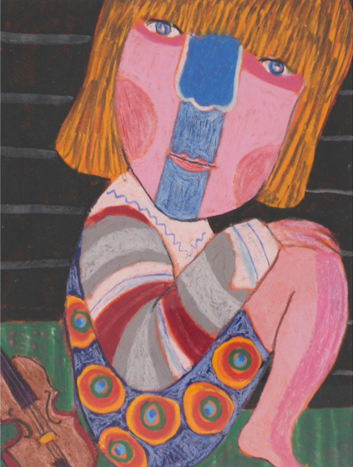 Zbigniew Stanley Kupczynski (1928) - Untitled (Girl With Violin), 1989