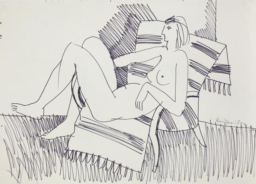Rene Marcil (1917-1993) - Untitled - Nude on Blanket