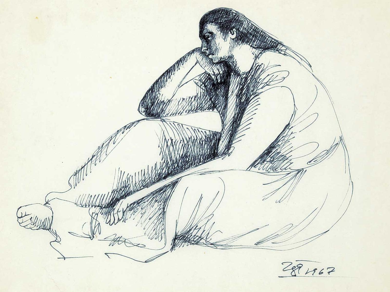 Francisco Zuniga (1912-1998) - Untitled - Pensive Woman