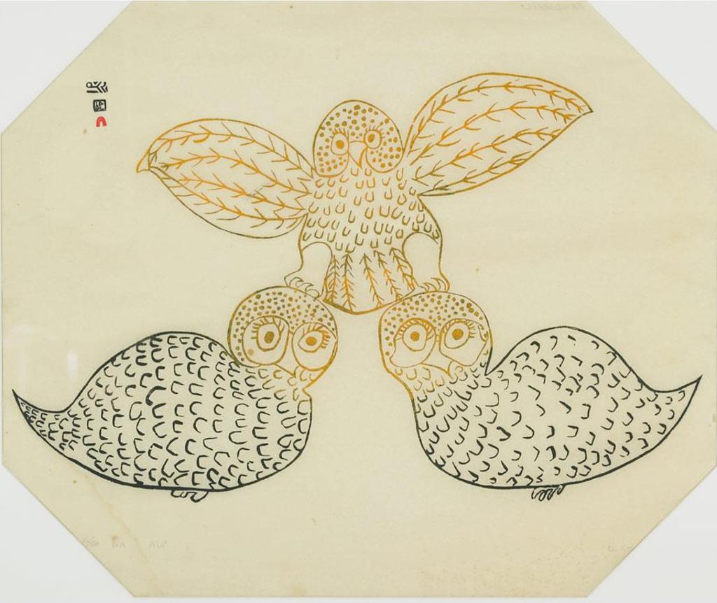 Napatchie Pootoogook (1938-2002) - Three Owls