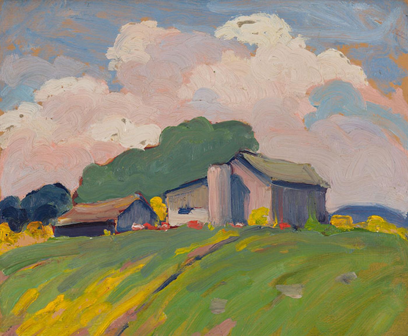 John William (J.W.) Beatty (1869-1941) - Farmhouse on a Hill