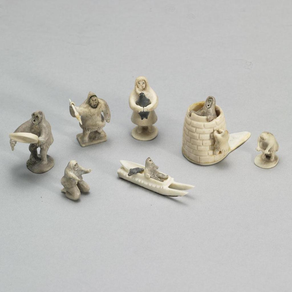 Judas Ullulaq (1937-1998) - Seven Miniature Inuit Figures