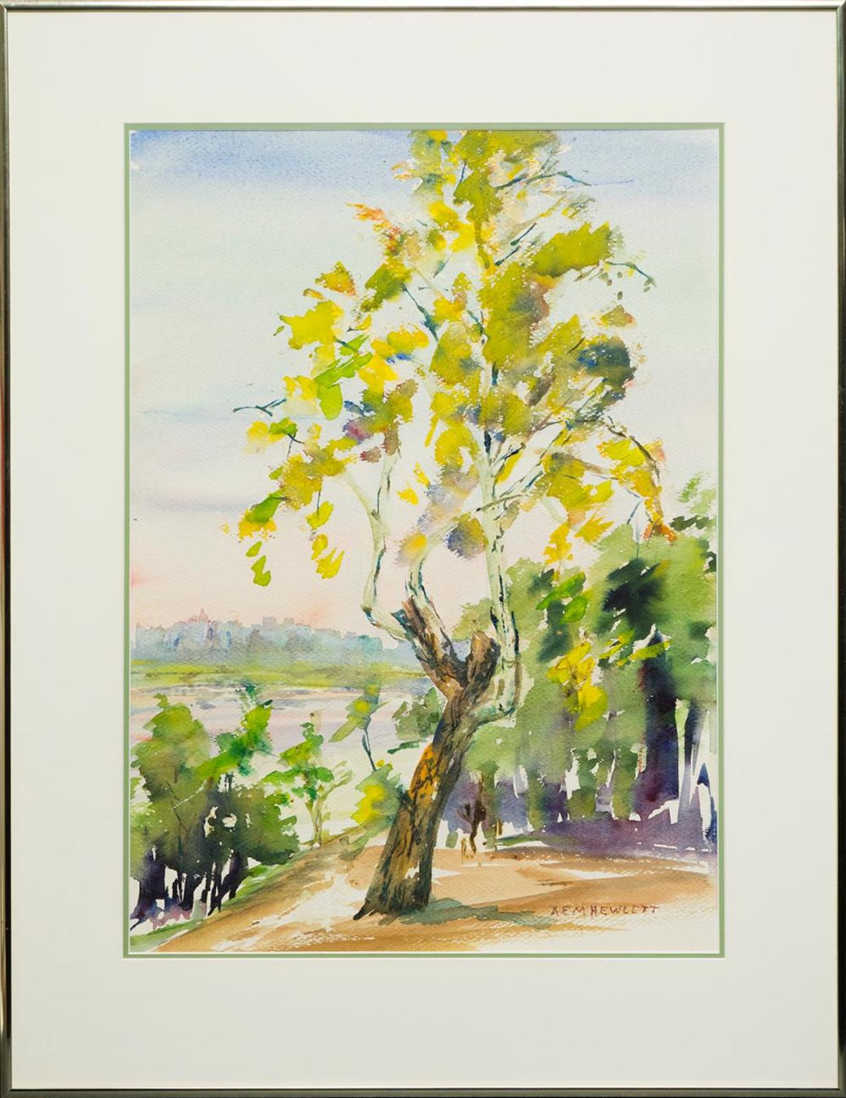 A.E.M. Hewlett (1887-1974) - Untitled - Tree and Lake