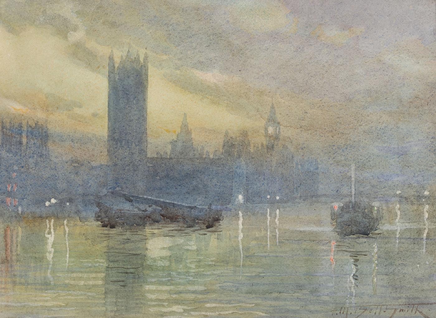 Frederic Martlett Bell-Smith (1846-1923) - Lights on the River Near Westminster