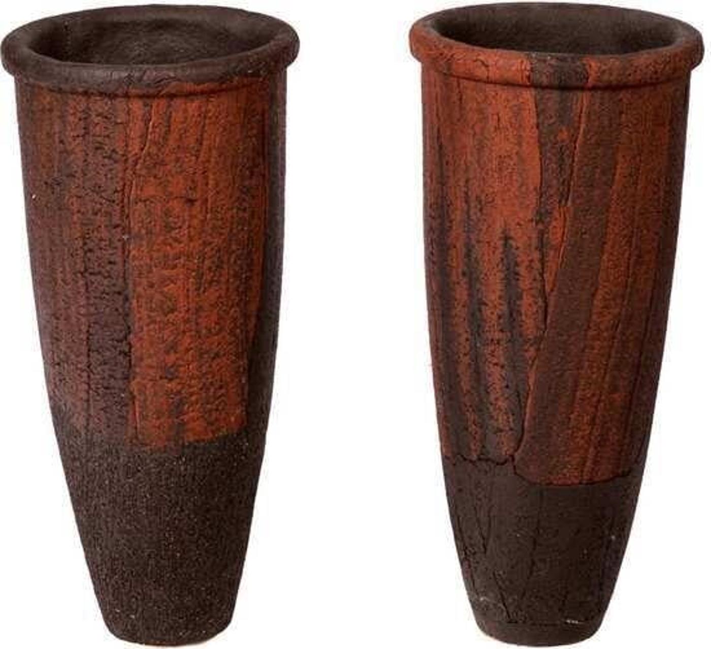 Christine-Ann Richards (1949) - Two large brown ceramic earthenware vases