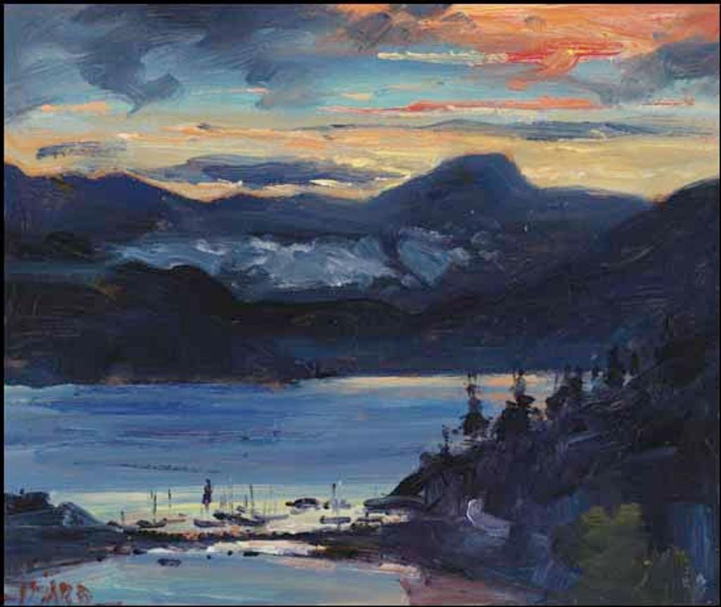 Daniel J. Izzard (1923-2007) - Evening Sky, Bowen Island, Whytecliff Marina in Foreground