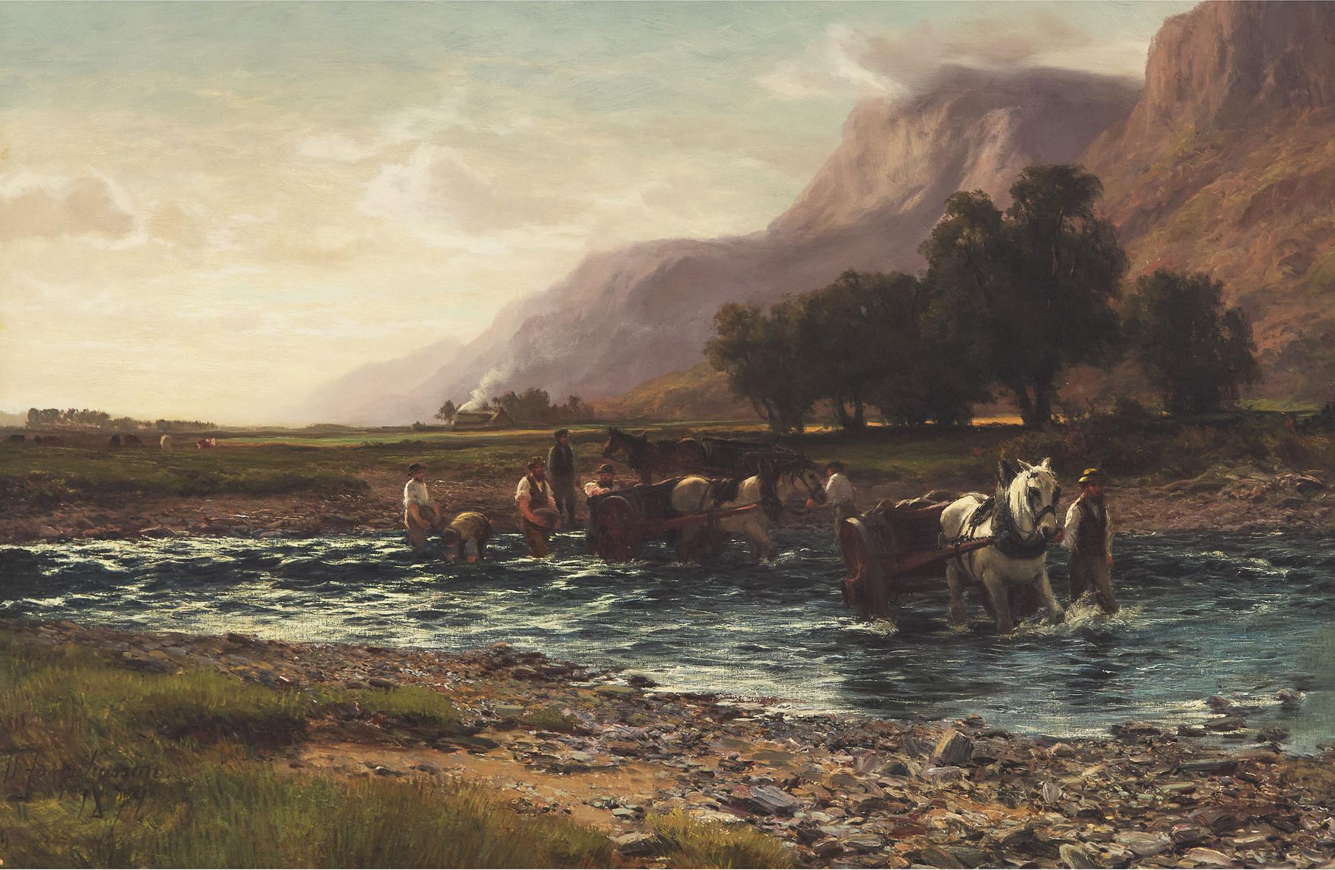 David Farquharson (1840-1907) - Deepening The River, 1876