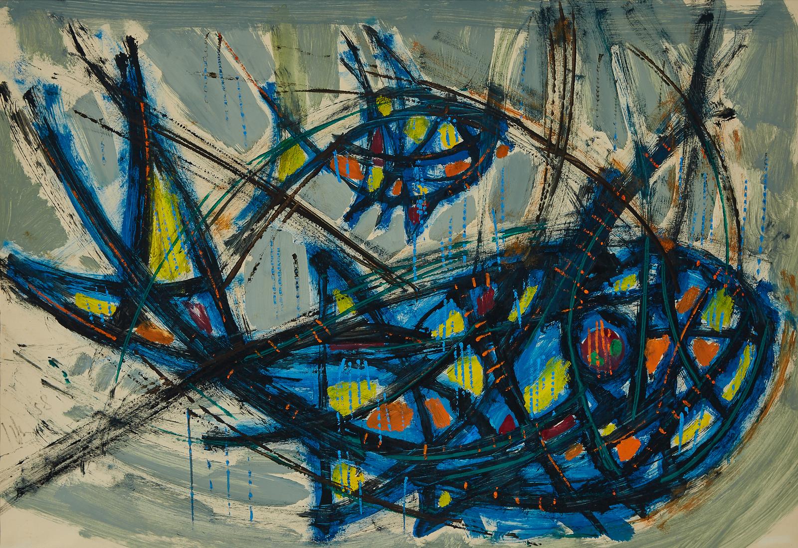 Herbert Dunkel (1906-1966) - Untitled (Two Fish), 1958