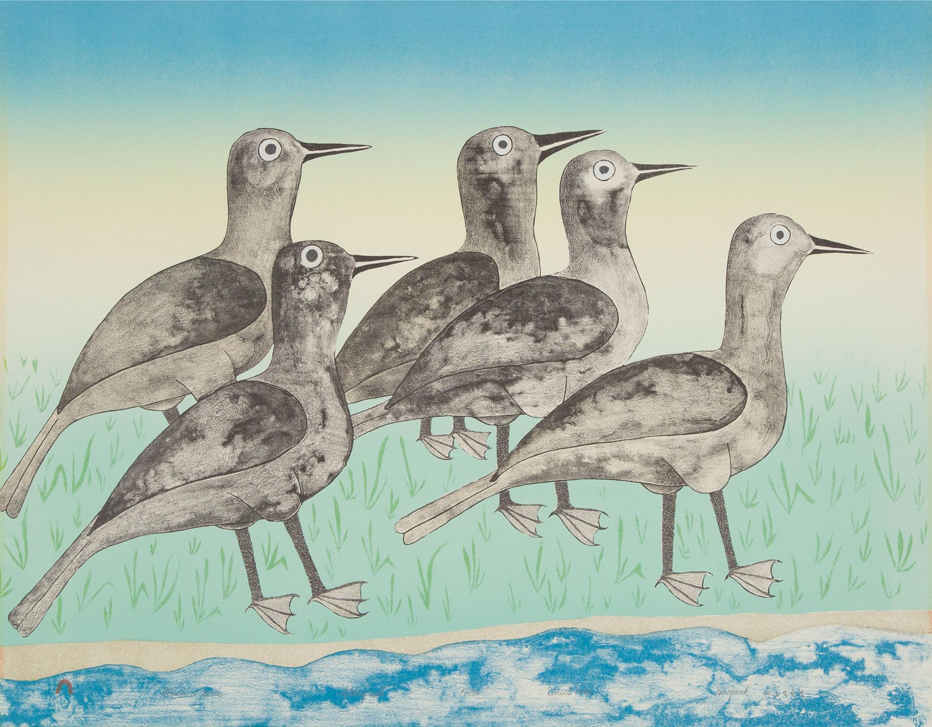Kenojuak Ashevak (1927-2013) - Attentive Birds