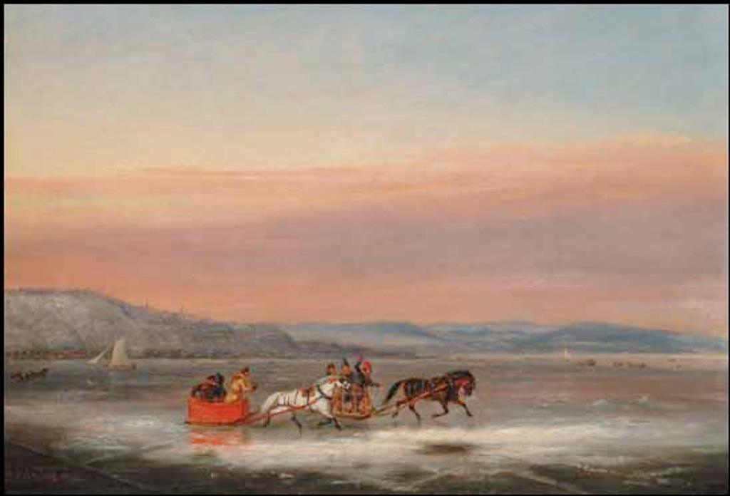 Cornelius David Krieghoff (1815-1872) - Sleighs Racing in Front of the Citadel, Quebec