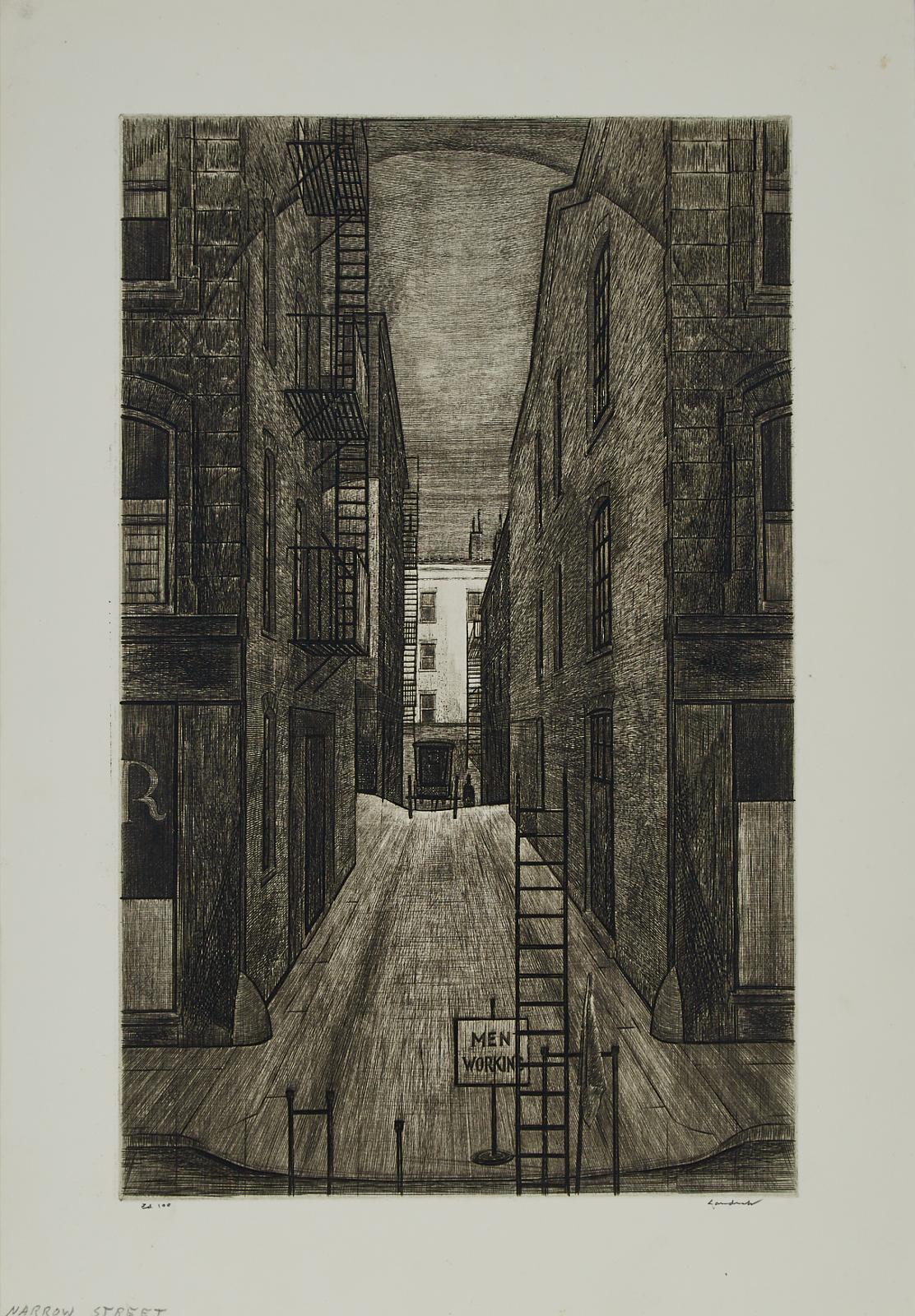 Armin Landeck (1905-1984) - Narrow Street, 1949 [kraeft, 102]
