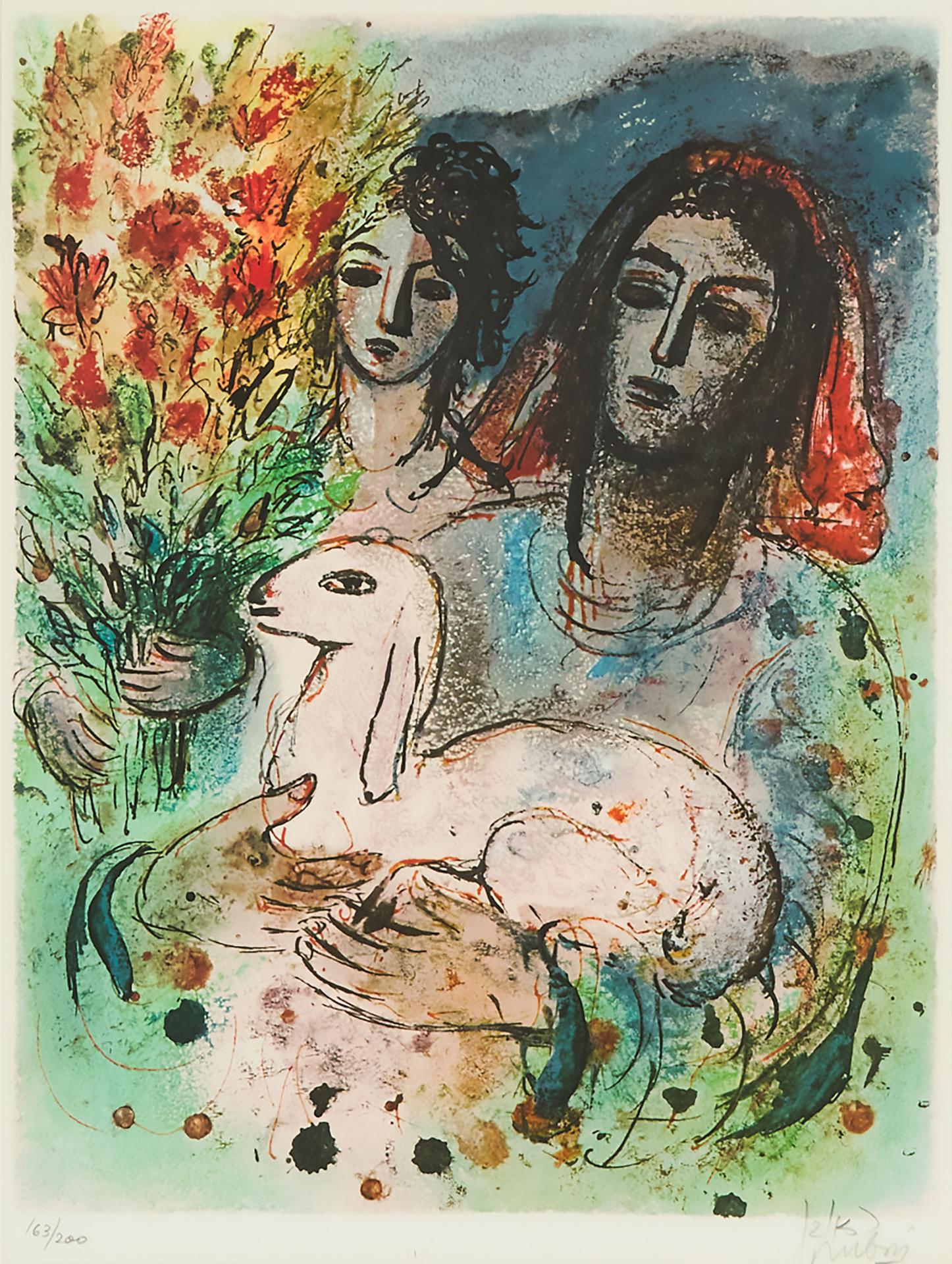 Reuven Rubin (1893-1974) - Untitled (Women With Lamb)