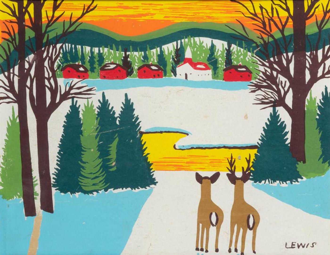 Maud Kathleen Lewis (1903-1970) - Deer in Winter