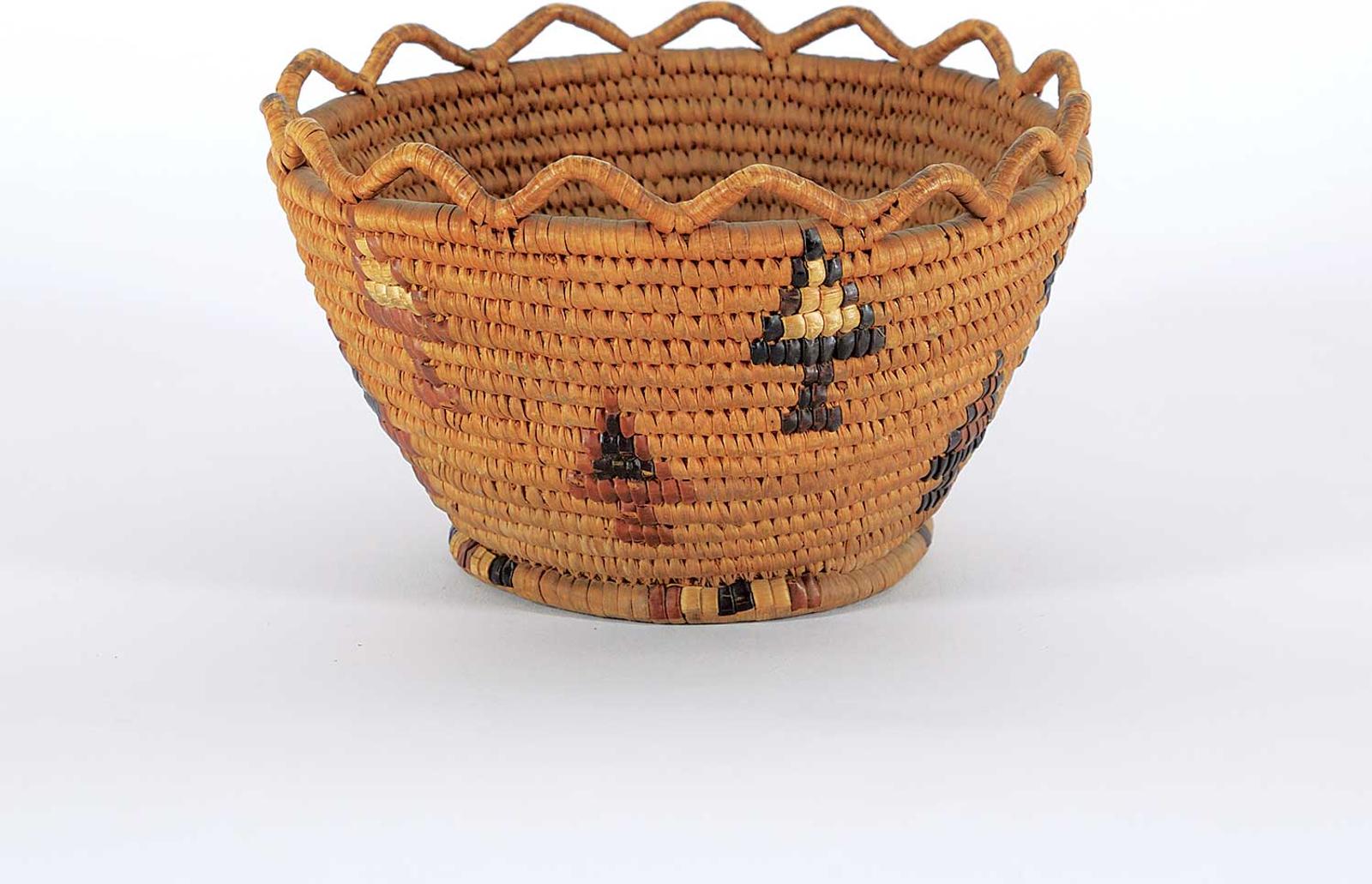 Northwest Coast First Nations School - Small Round Basket with Tree Motif