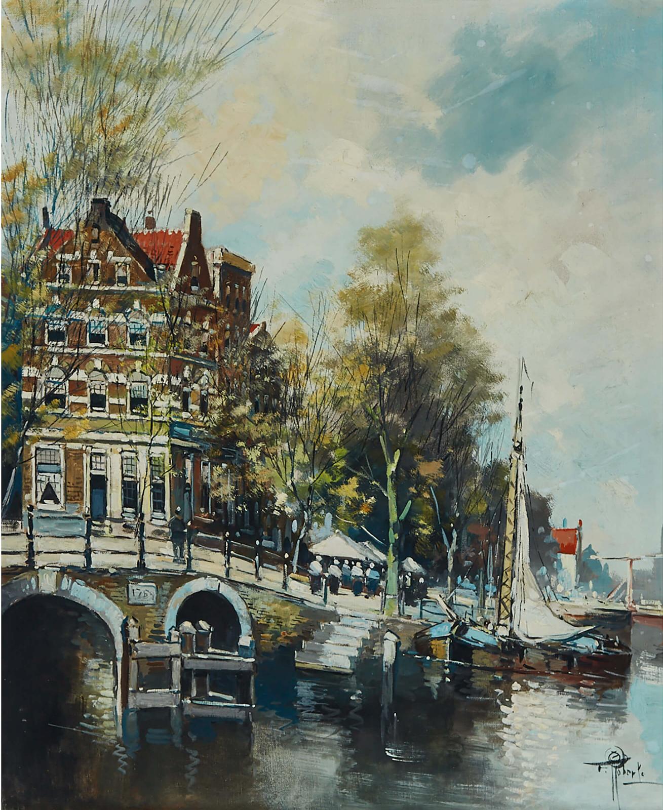 F. Roberts (1879) - Dutch City Canal Scene