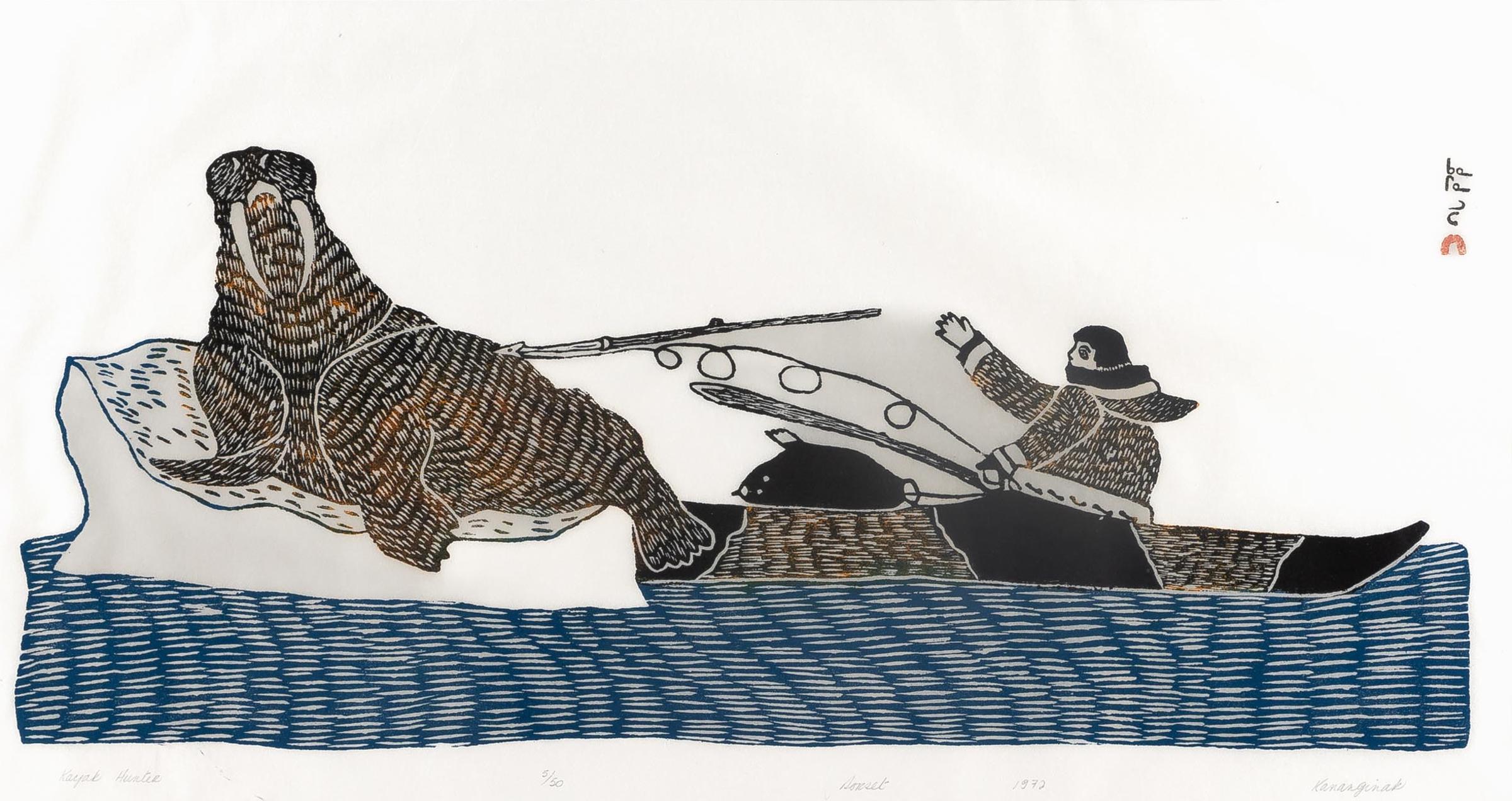 Kananginak Pootoogook (1935-2010) - Kayak Hunter, 1972