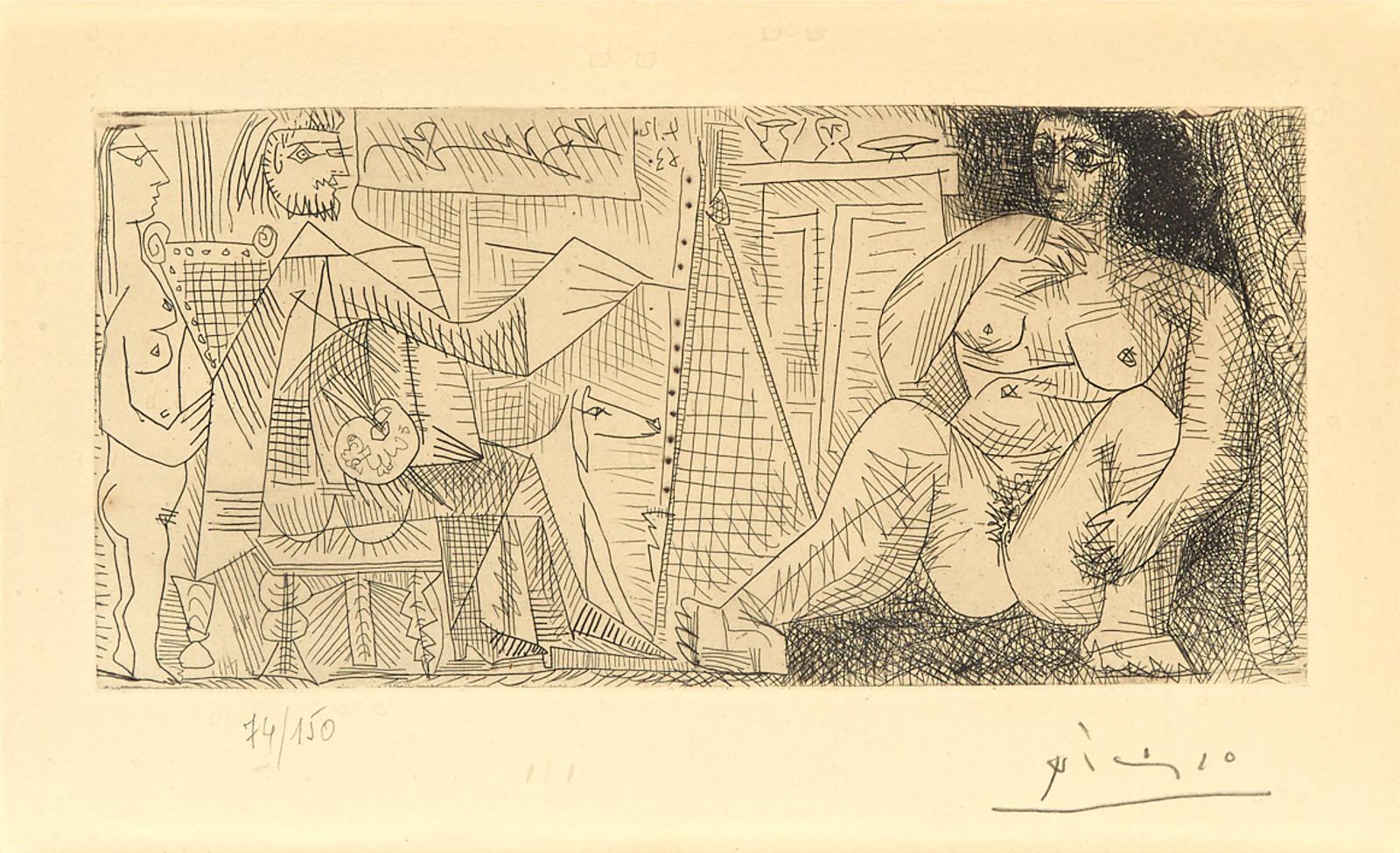 Pablo Ruiz Picasso (1881-1973) - Peintre, Modèle Et Spectatrice, 1963 (Frontispiece For Helene Parmelins, 