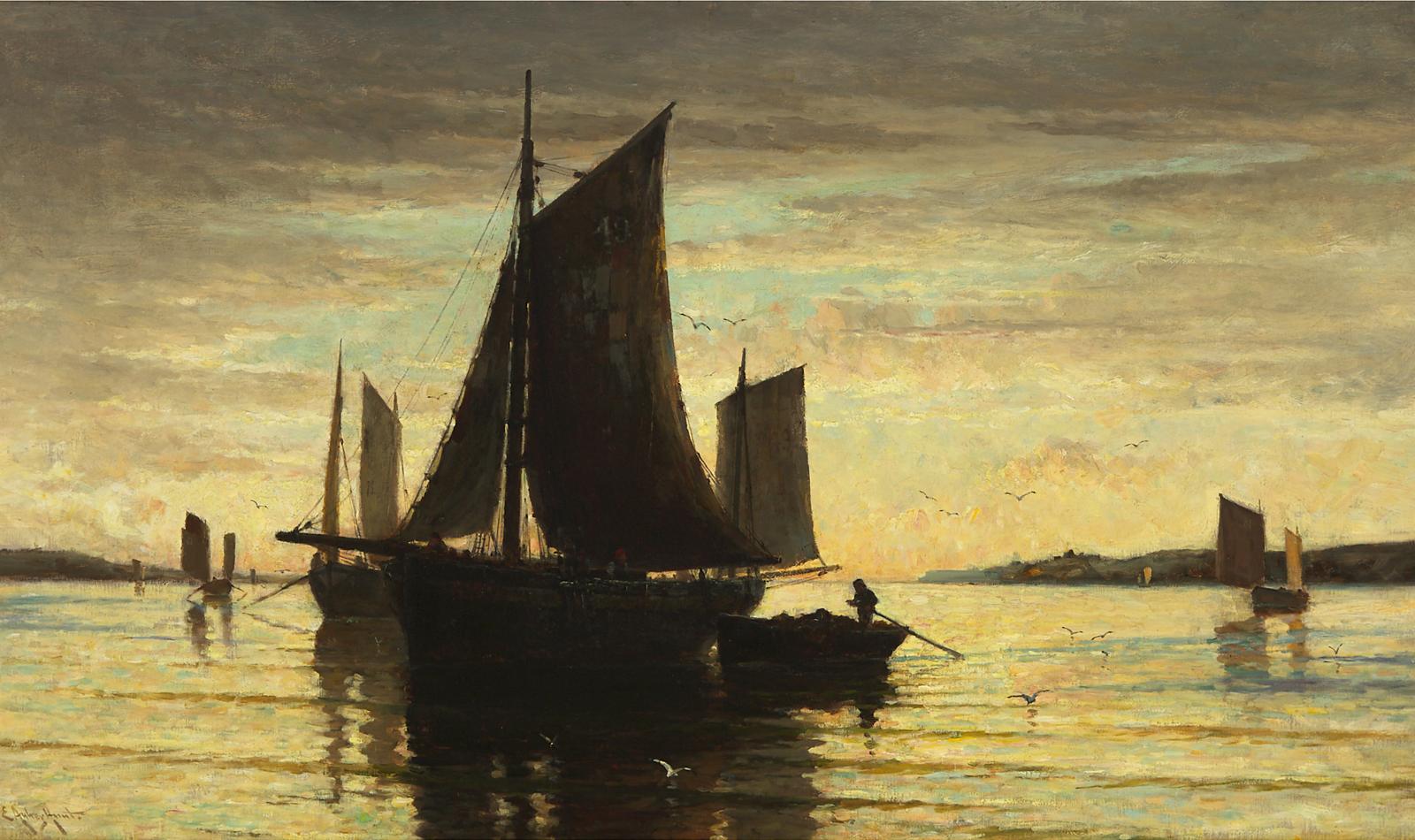 Edmund Aubrey Hunt (1855-1922) - Ships In A Calm