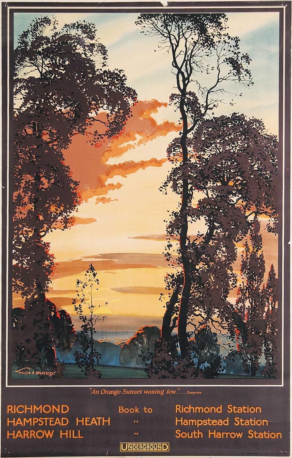 Walter Ernest Spradbery - An Orange Sunset, Waning Low