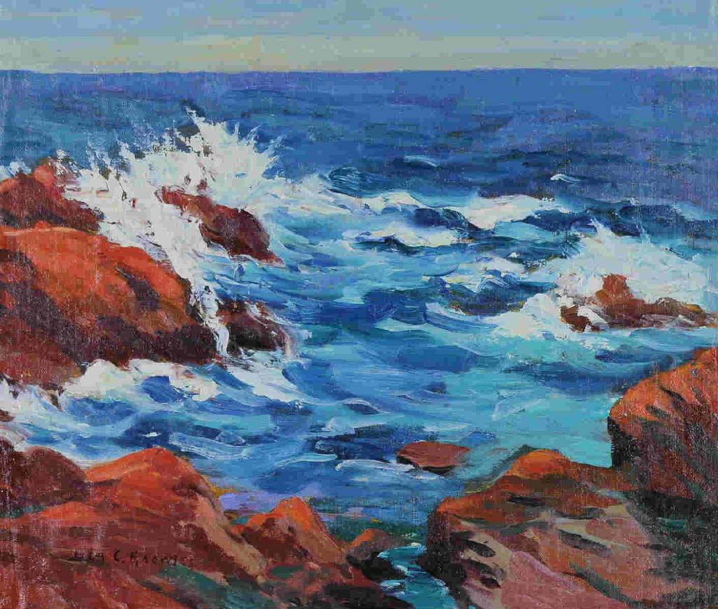 Lila Caroline Mcgillivray Knowles (1886-1967) - Seascape, Surf Crashing Against Rocks