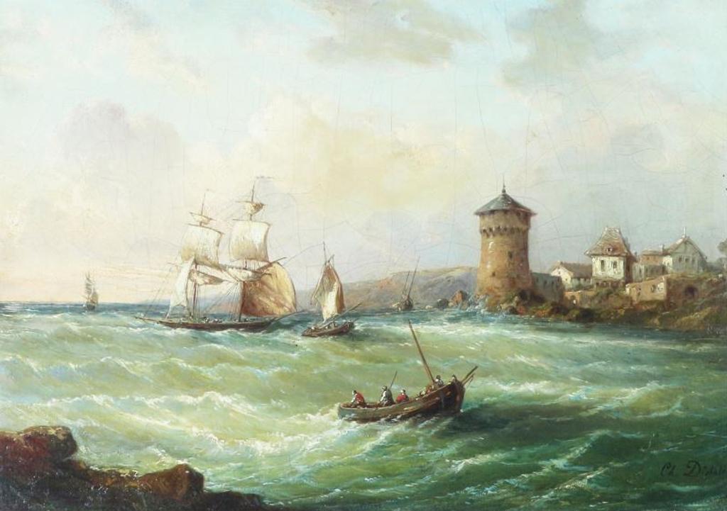 Charles Diebold - Coastal Scene With Boats