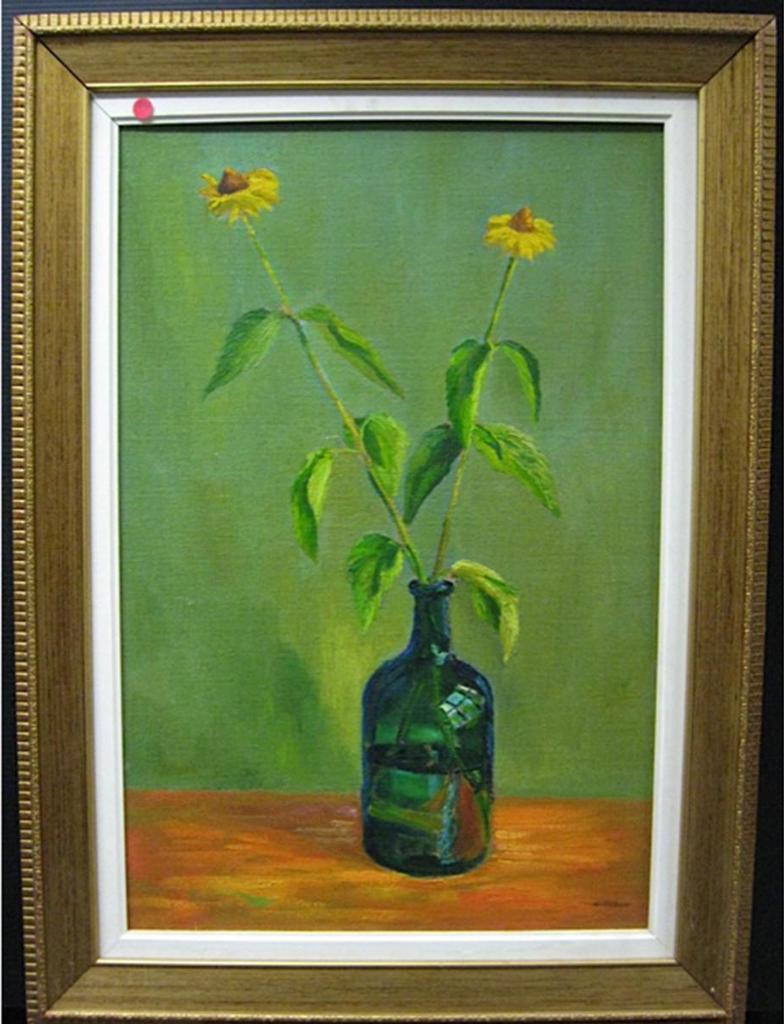 Louis Muhlstock (1904-2001) - Two Flowers In A Green Bottle