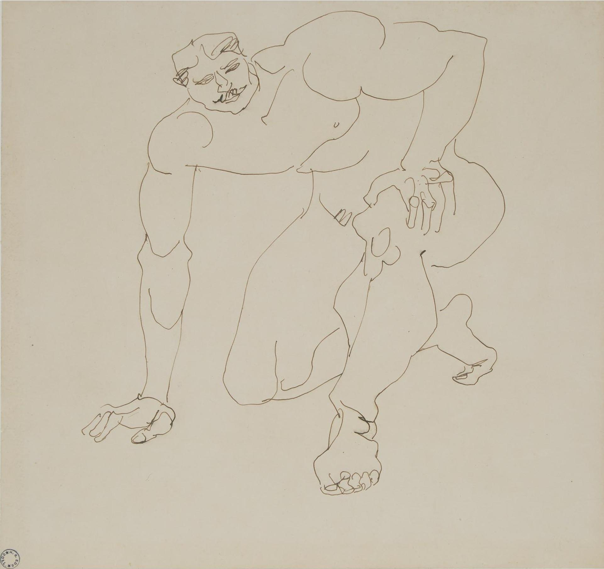Henri Gaudier-Brzeska (1891) - Male Nude Crouching, 1912