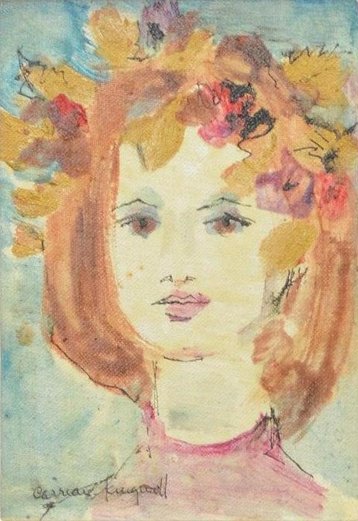 Arlette Carreau-Kingwell (1917) - Portrait of a Girl with Floral Garland
