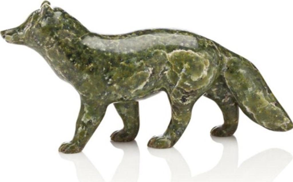 Henry Evaluardjuk (1923-2007) - Fox, Ca. early-mid 1980s, Mottled green stone