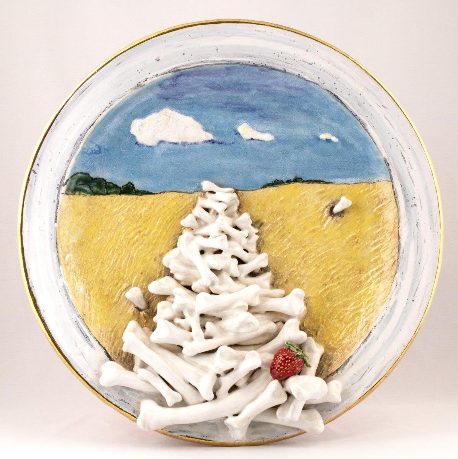 Victor Cicansky (1935) - Prairie, Pile Of Bones And Strawberry (Plate); 1999