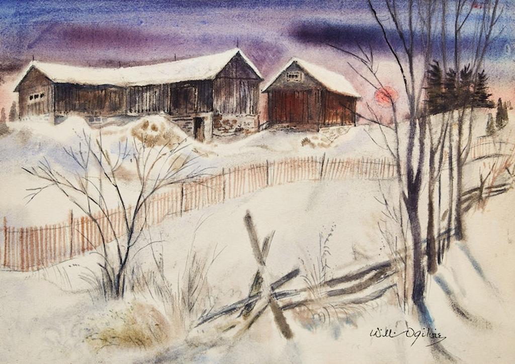 William (Will) Abernethy Ogilvie (1901-1989) - Barns and Snow Fence, Albion Hills