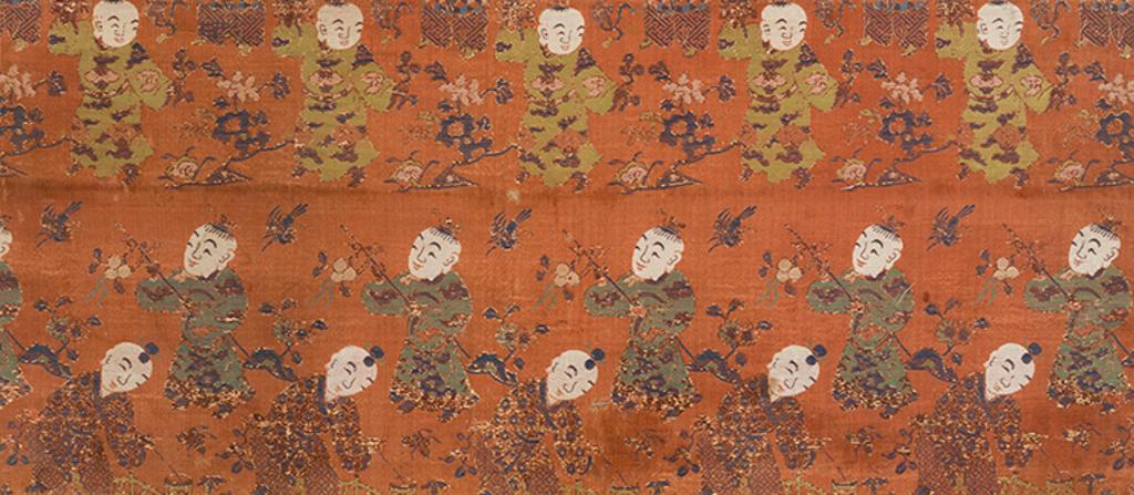 Chinese Art - A Chinese Silk 'Boys' Panel, 19th Century