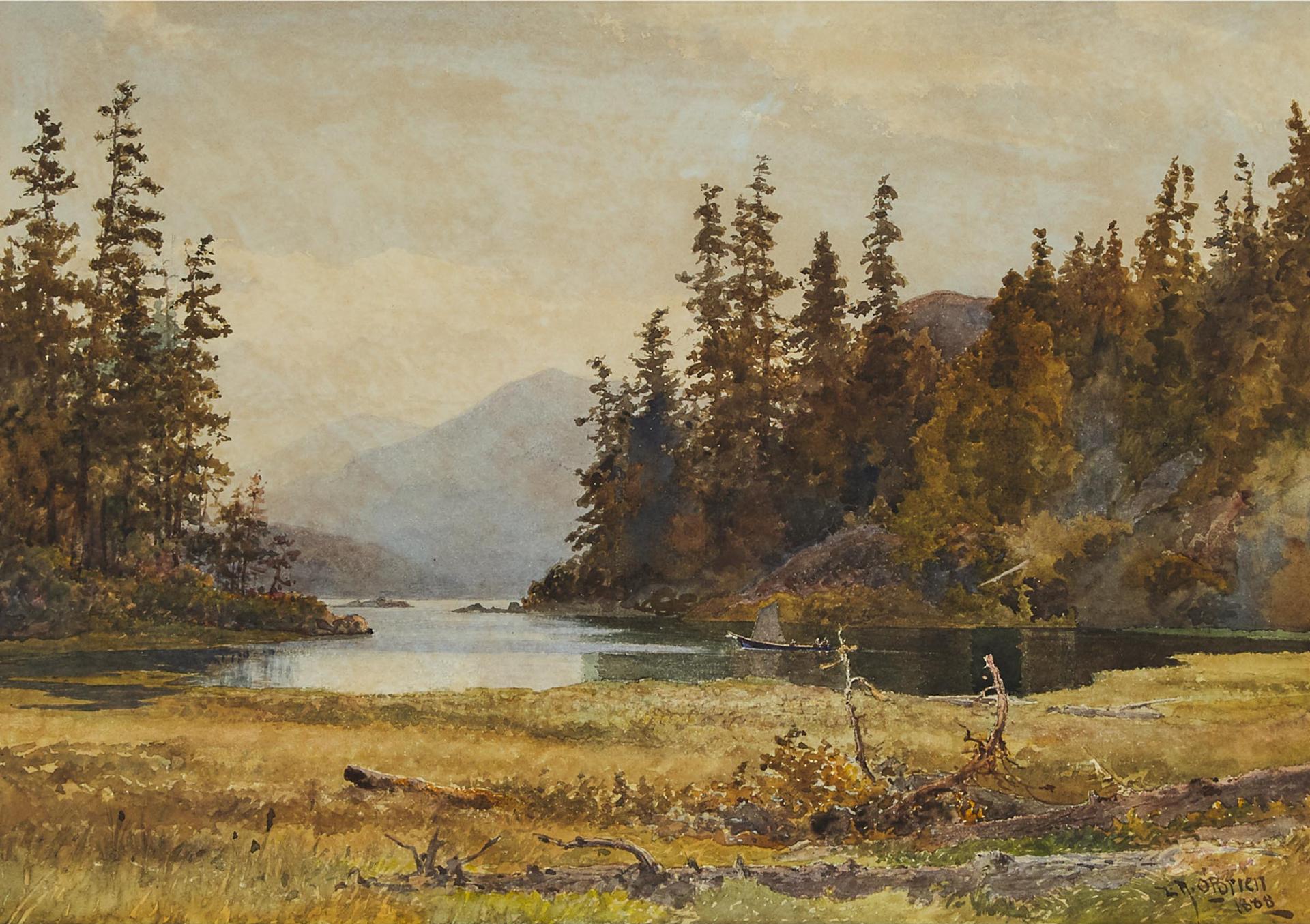 Lucius Richard O'Brien (1832-1899) - Boating On The Mountain Lake, 1888