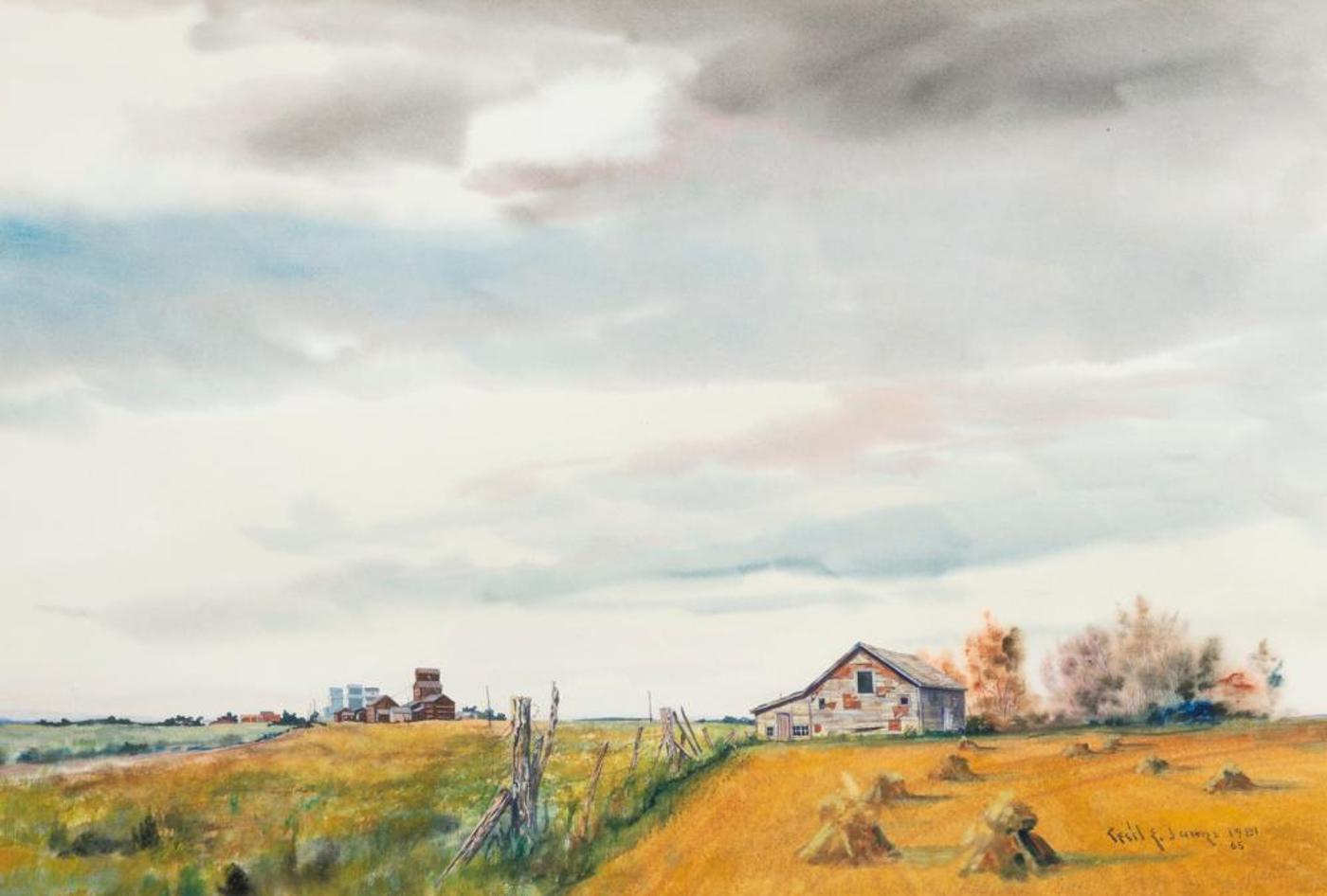 Cecil E. James (1908-1996) - Homestead and Stooks