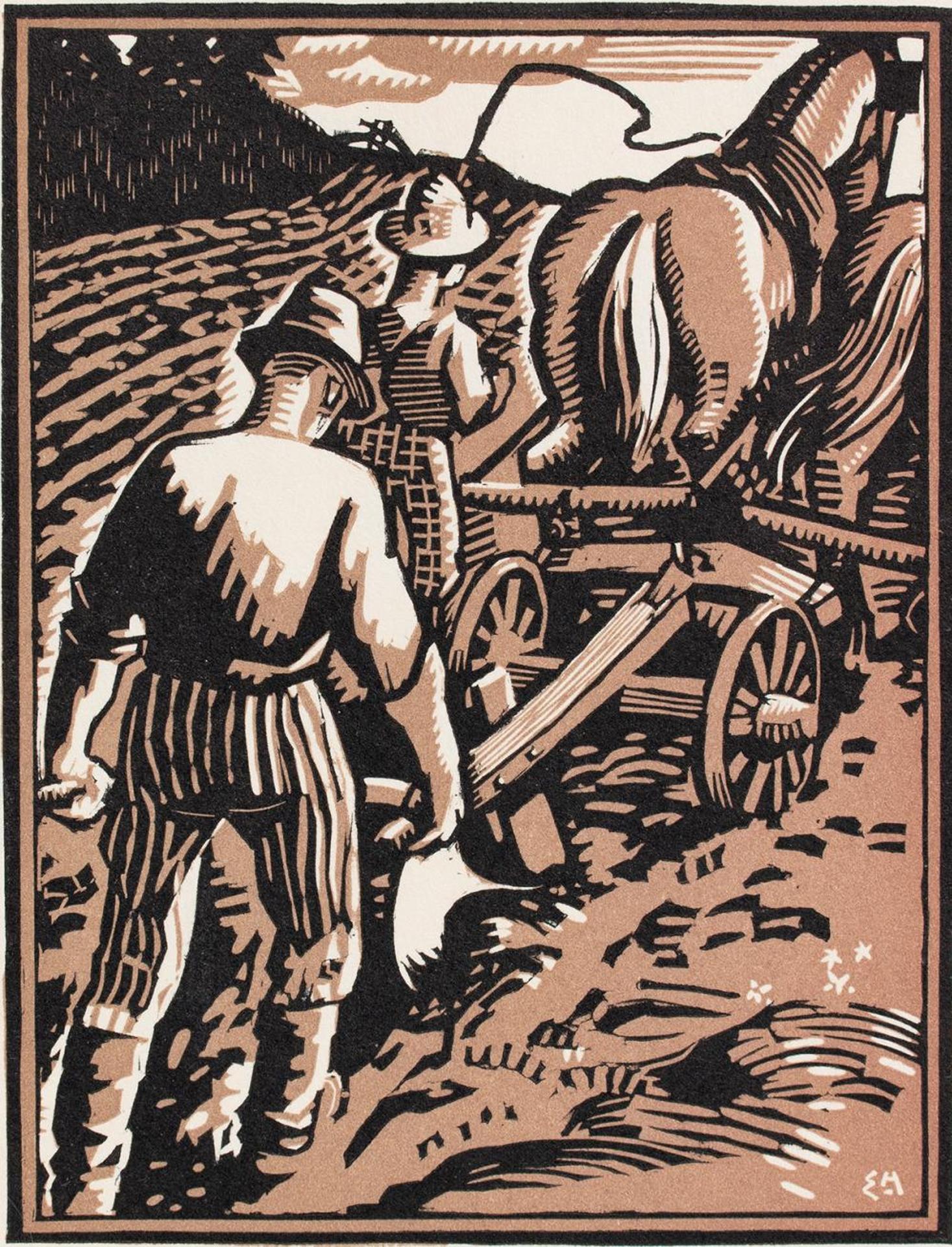Edwin Headley Holgate (1892-1977) - Untitled - Plowing the Field