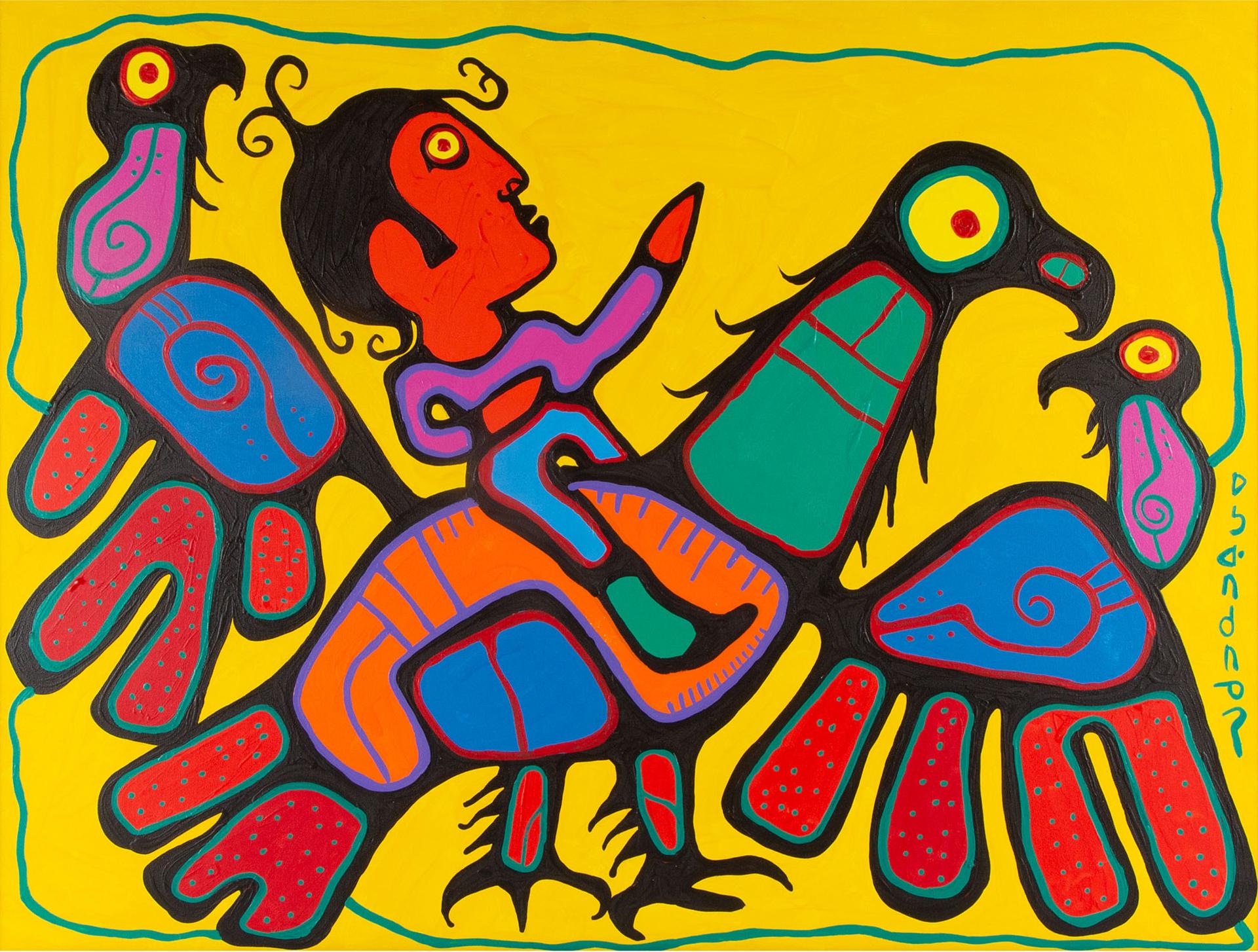 Norval H. Morrisseau (1931-2007) - We Are One / Shaman Riding An Eagle