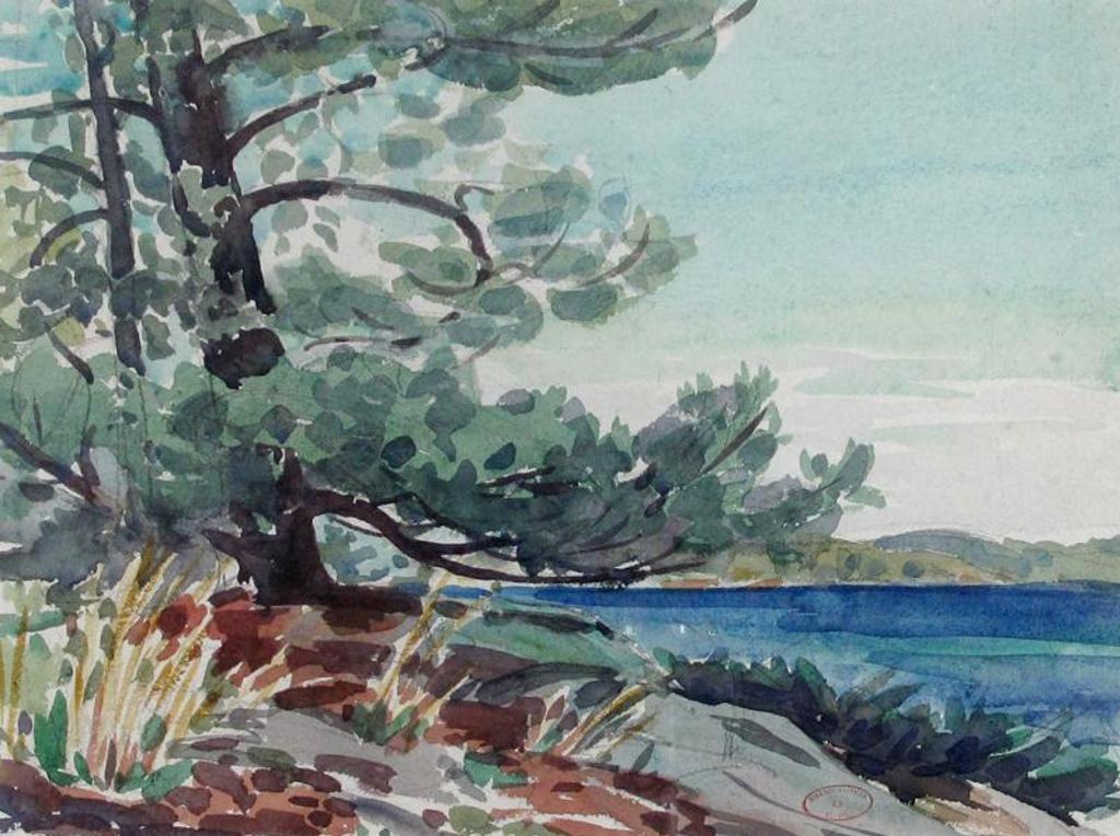 William Maltman (1901-1971) - Windswept Pine At The Waters Edge