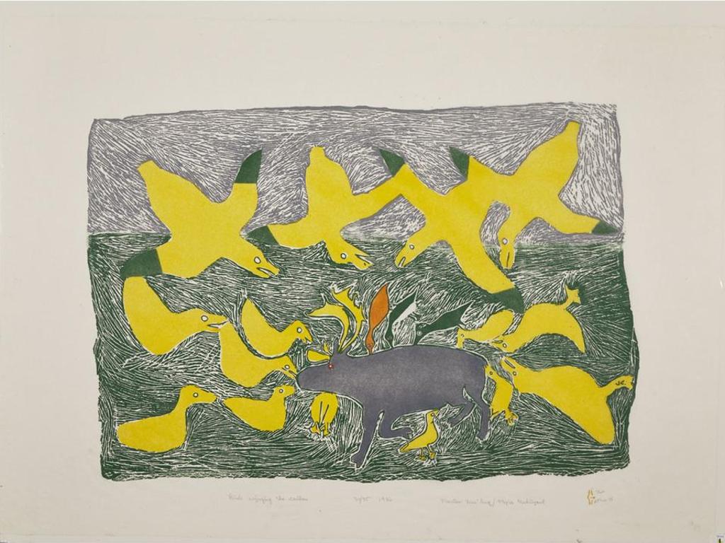 Marion Tuu'luq (1910-2002) - Birds Enjoying The Caribou