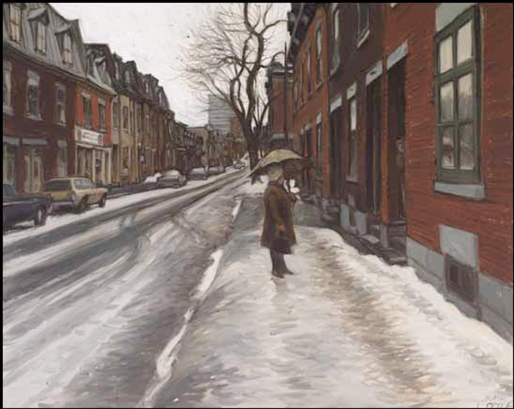 John Geoffrey Caruthers Little (1928-1984) - Rue St-Christophe, une journée humide de mars, Montreal