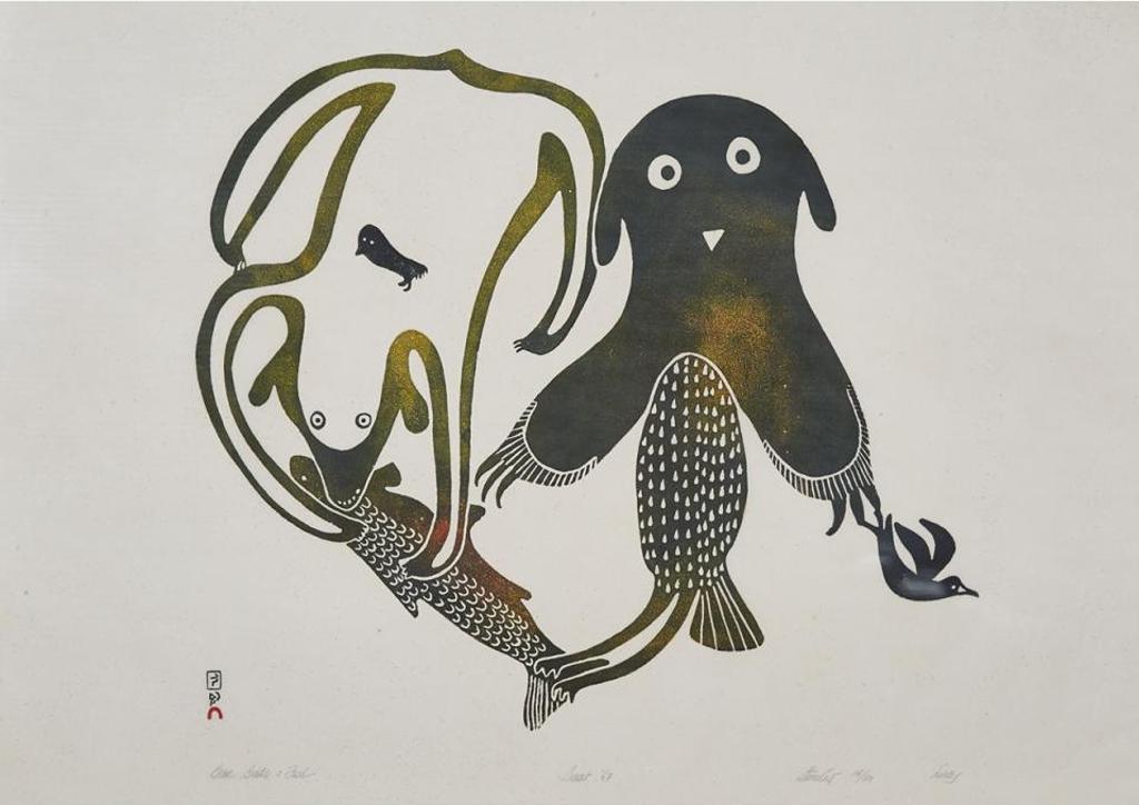 Lucy Qinnuayuak (1915-1982) - Bear, Birds & Fish