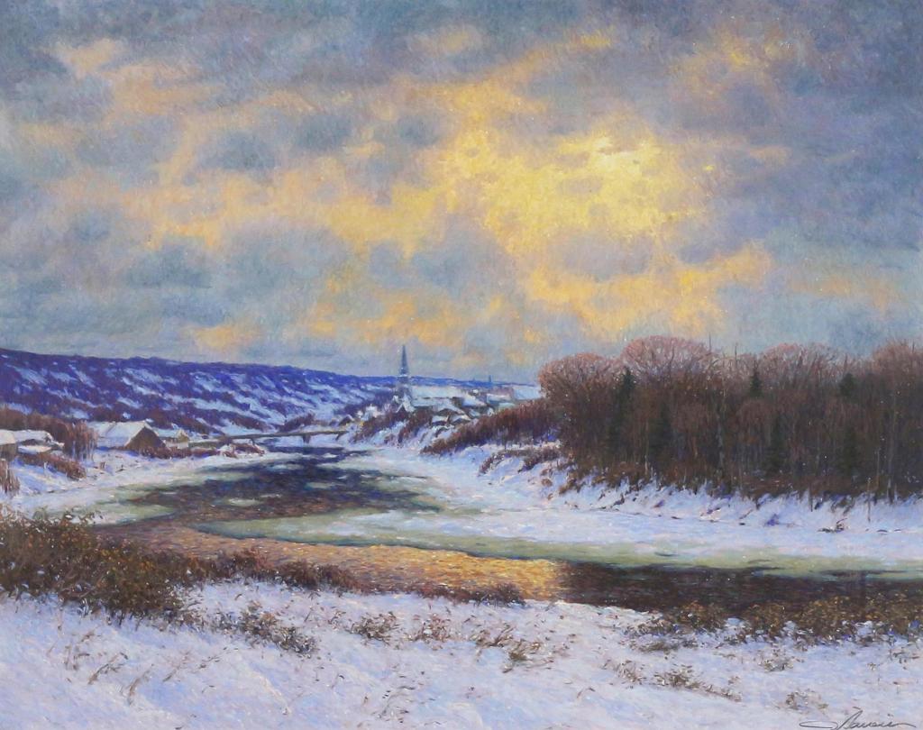 Richard Savoie (1959) - Winter River Scene, Sunset