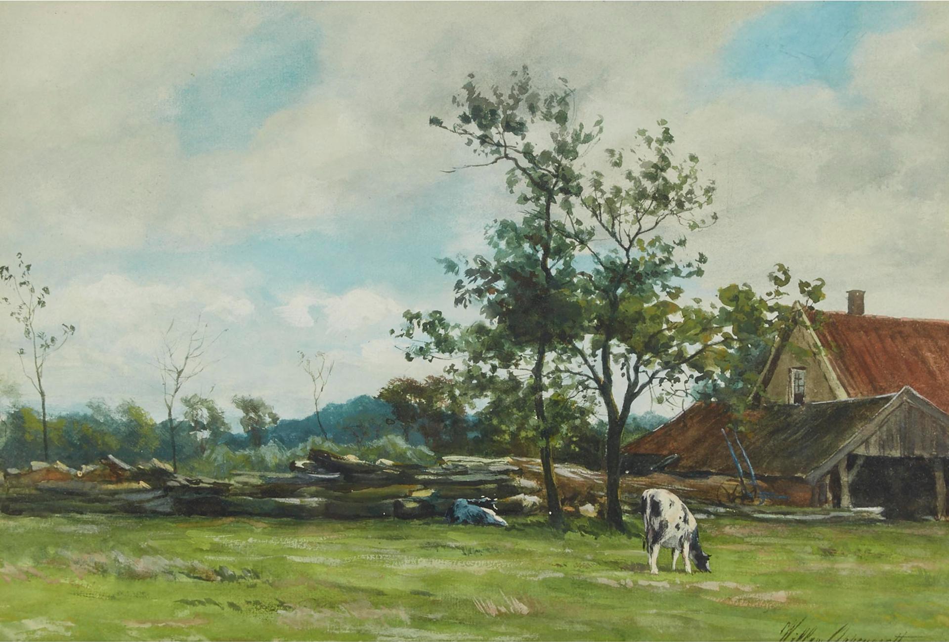 Willem Oppenoorth - Cows In Farmyard