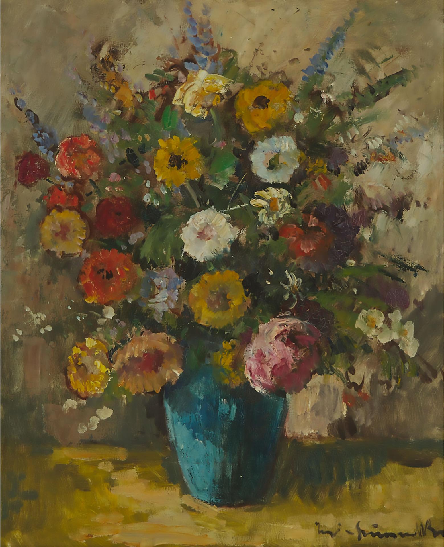 Bela Ivanyi Grunwald (1867-1940) - Flowers In Blue Vase