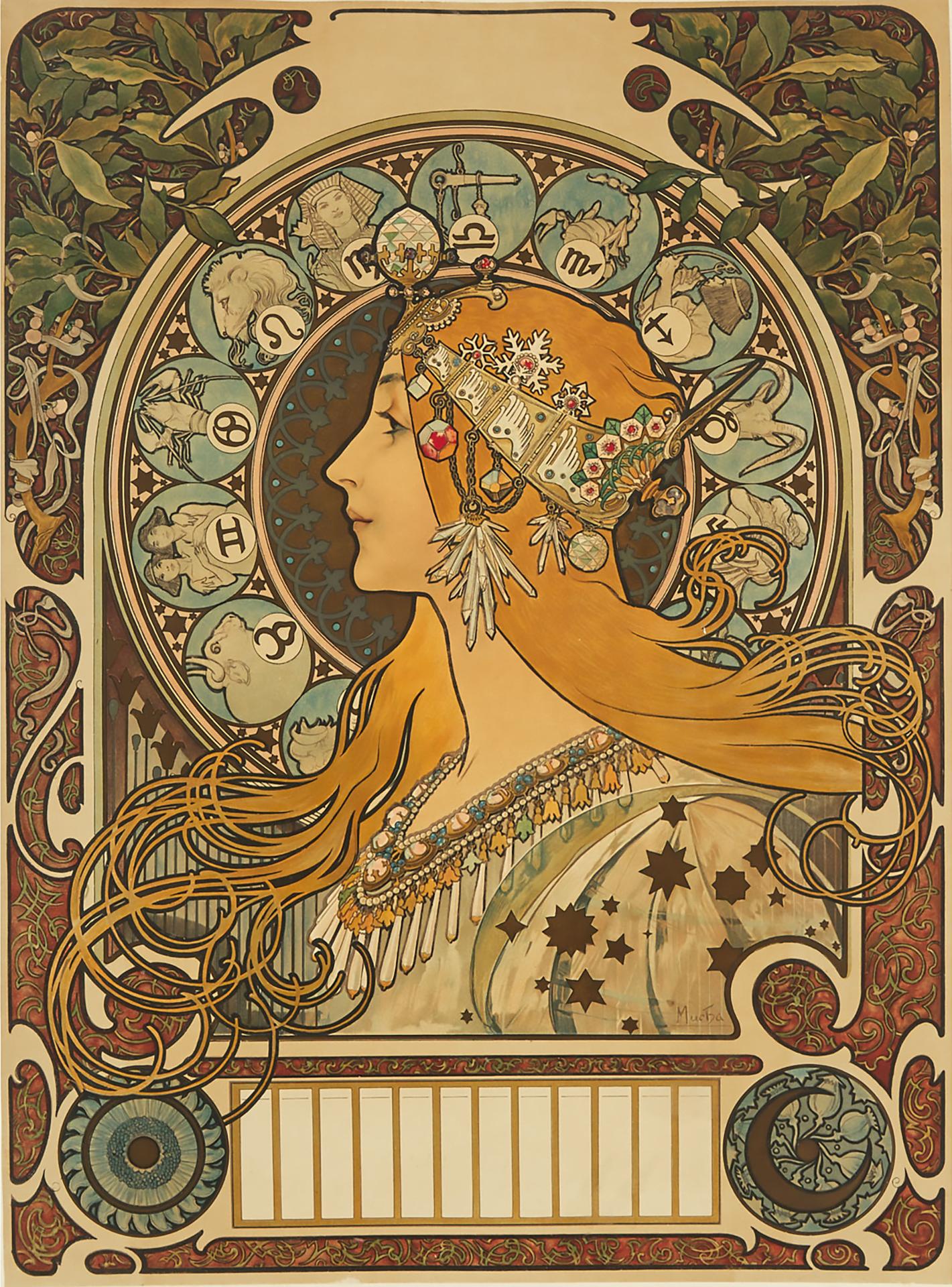 Alphonse Mucha (1860-1939) - Zodiac Calendar, 1896