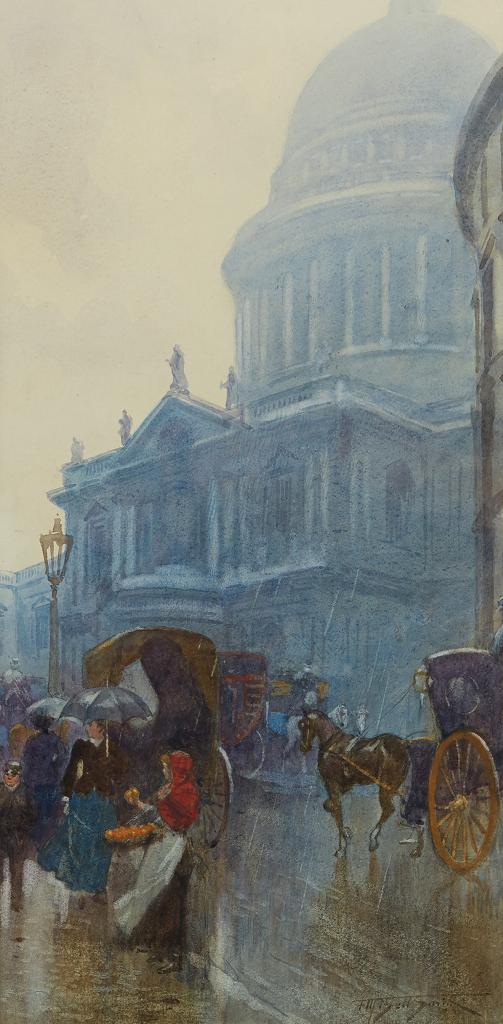 Frederic Martlett Bell-Smith (1846-1923) - St. Paul's, A Rainy Day in London (The Orange Seller)