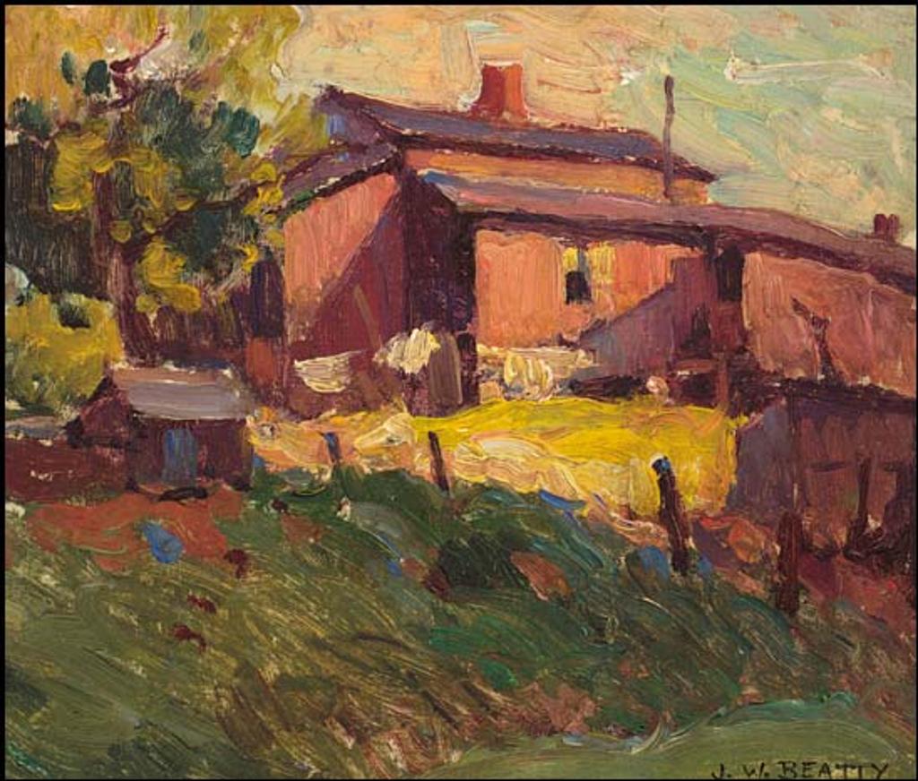 John William (J.W.) Beatty (1869-1941) - Red Barn in a Landscape