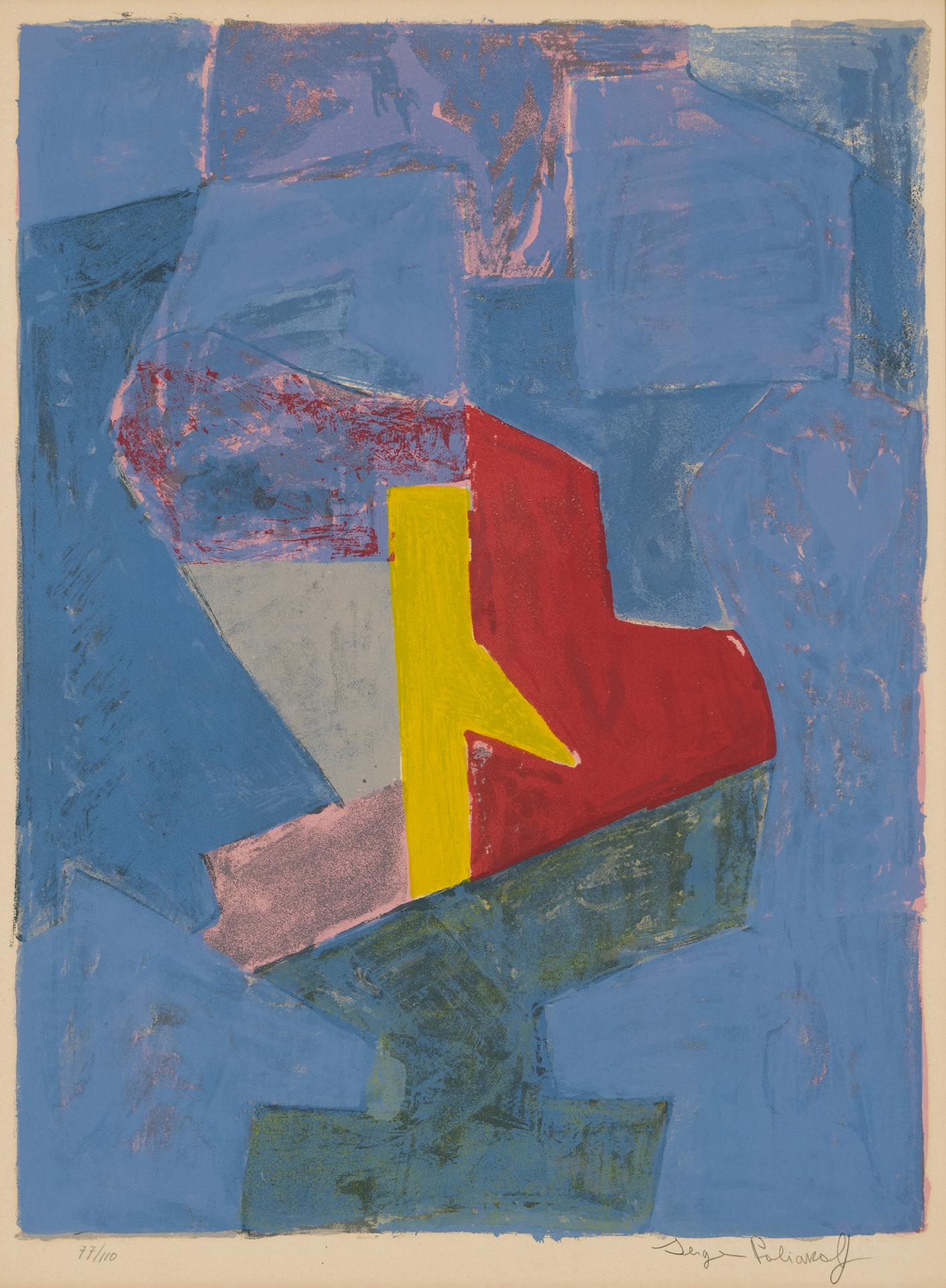 Serge Poliakoff (1906-1969) - Composition bleue, jaune, rouge, 1958
