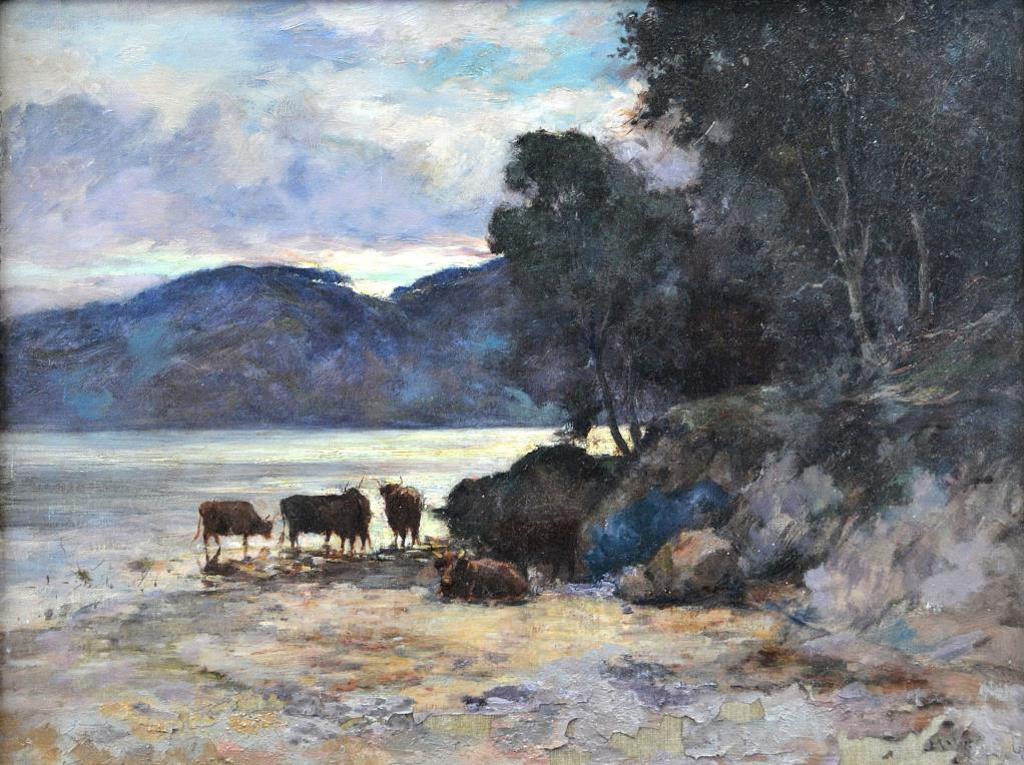 William Watt Milne (1865-1949) - Cattle at Dusk