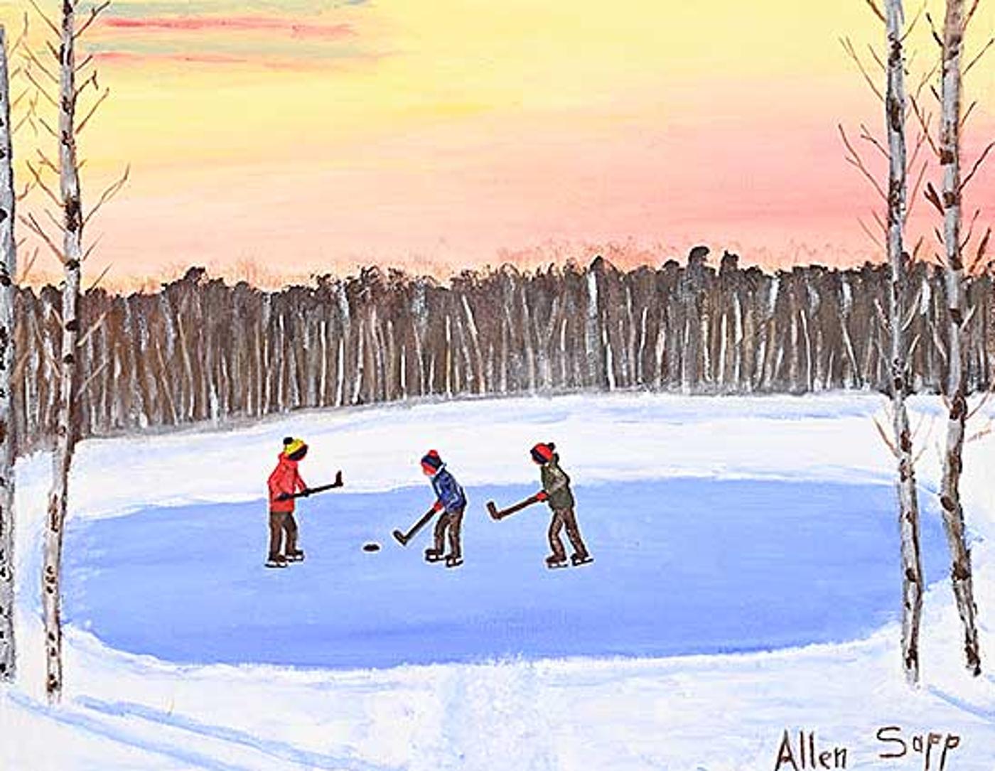 Allen Fredrick Sapp (1929-2015) - Untitled - Hockey at Sunset