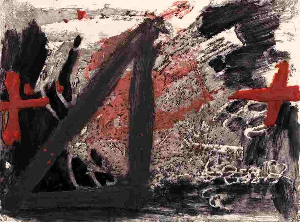 Antoni Tàpies (1923-2012) - Triangle (Negre I Roig); 1976